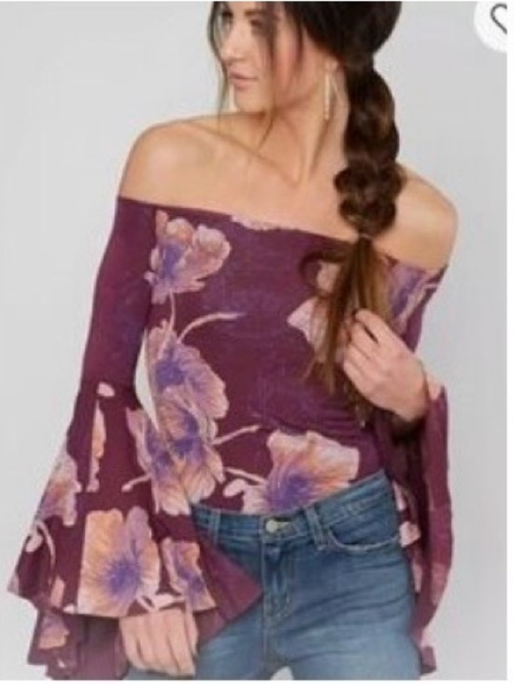 We The Free Purple Floral Long-Sleeve Intimate Top
